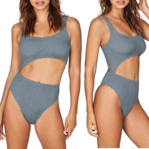 Bound by Bond-Eye Maya One-Piece‎ Swimsuit Textured One Size Asymmetrical Blue